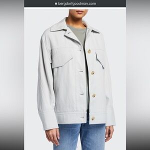 VINCE Casual oversized Button Front Soft Cotton Jacket Powder Blue